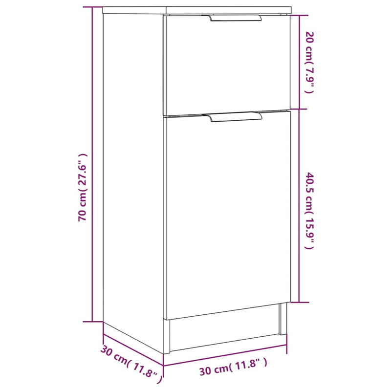 Skjenker 2 stk røkt eik 30x30x70 cm konstruert tre