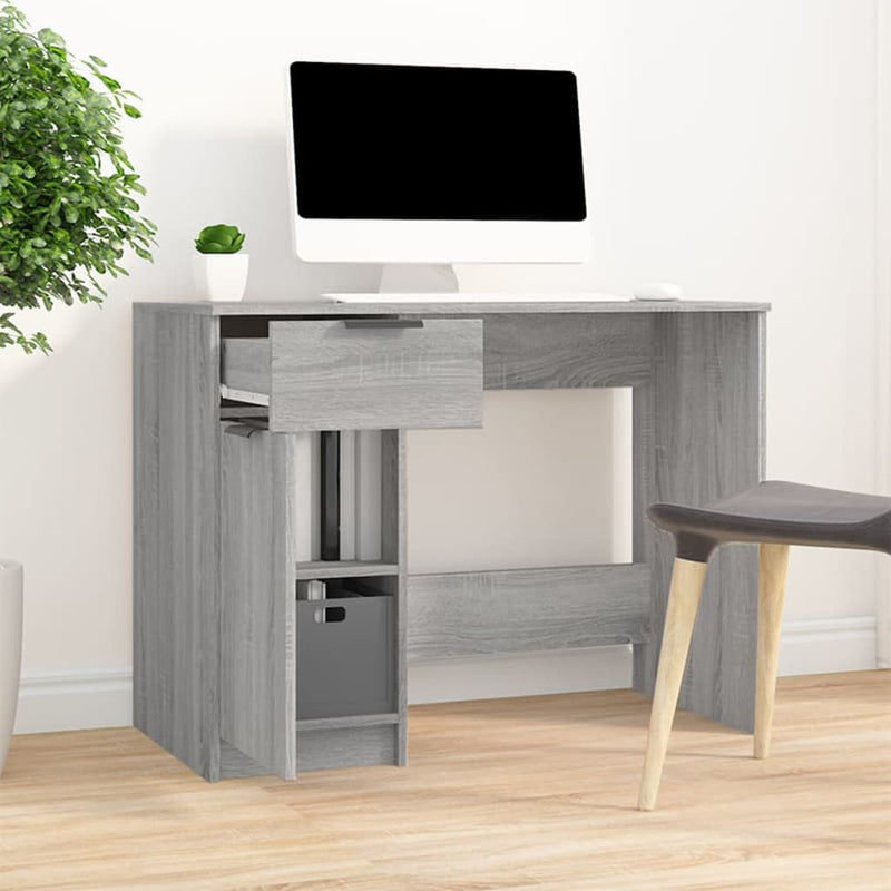 Skrivebord grå sonoma 100x50x75 cm konstruert tre