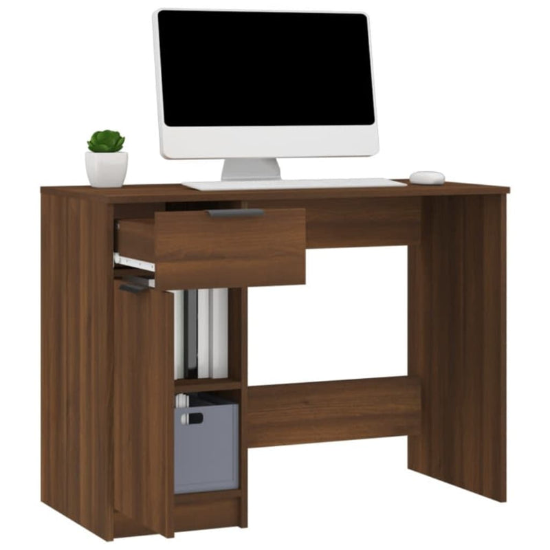 Skrivebord brun eik 100x50x75 cm konstruert tre