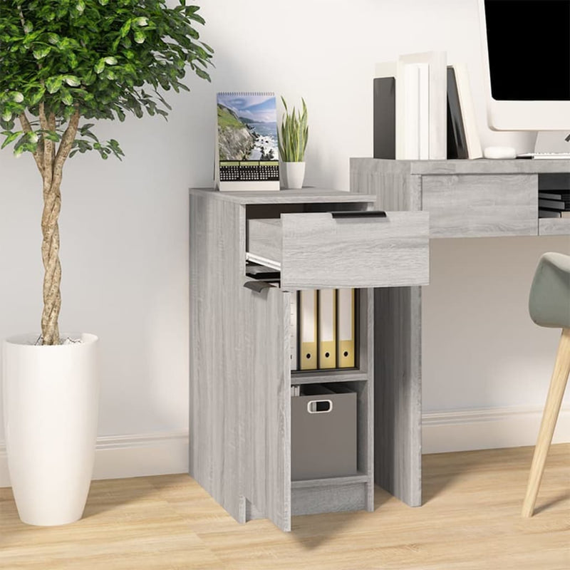 Skrivebordskap grå sonoma 33,5x50x75 cm konstruert tre