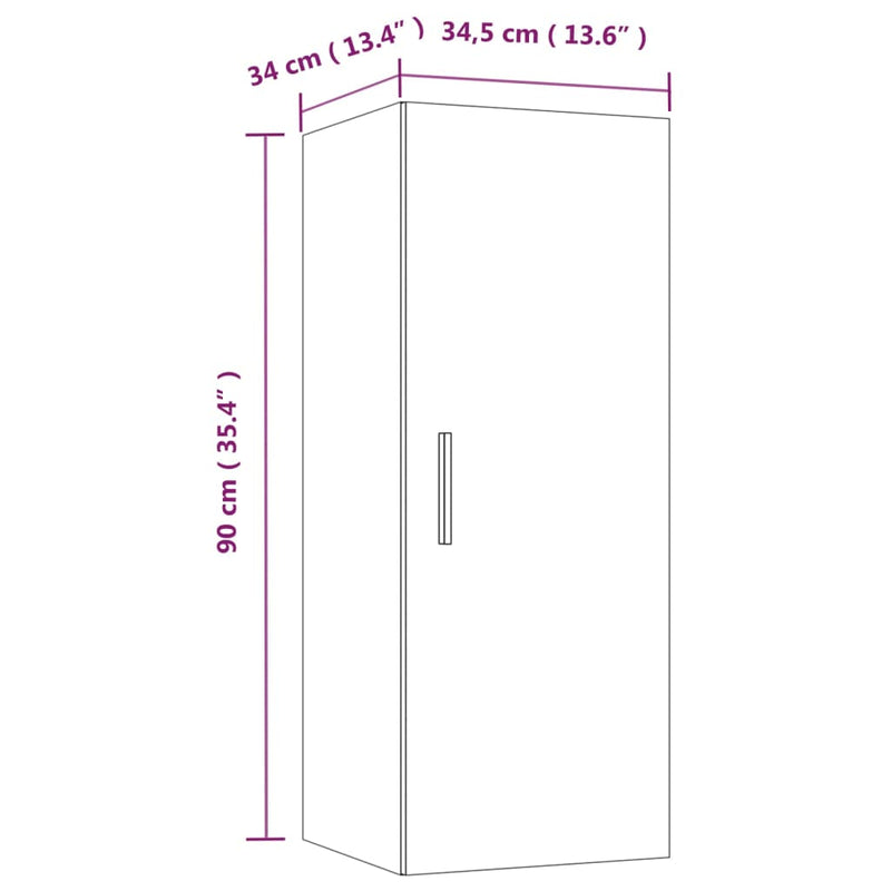 Veggskap røkt eik 34,5x34x90 cm konstruert tre