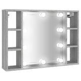 Speilskap med LED grå sonoma 76x15x55 cm