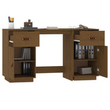 Skrivebord med skap honningbrun 135x50x75 cm heltre furu