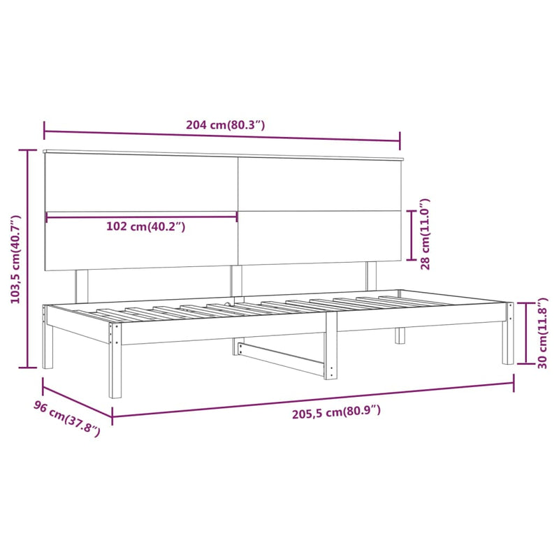 Dagseng honningbrun 90x200 cm heltre furu