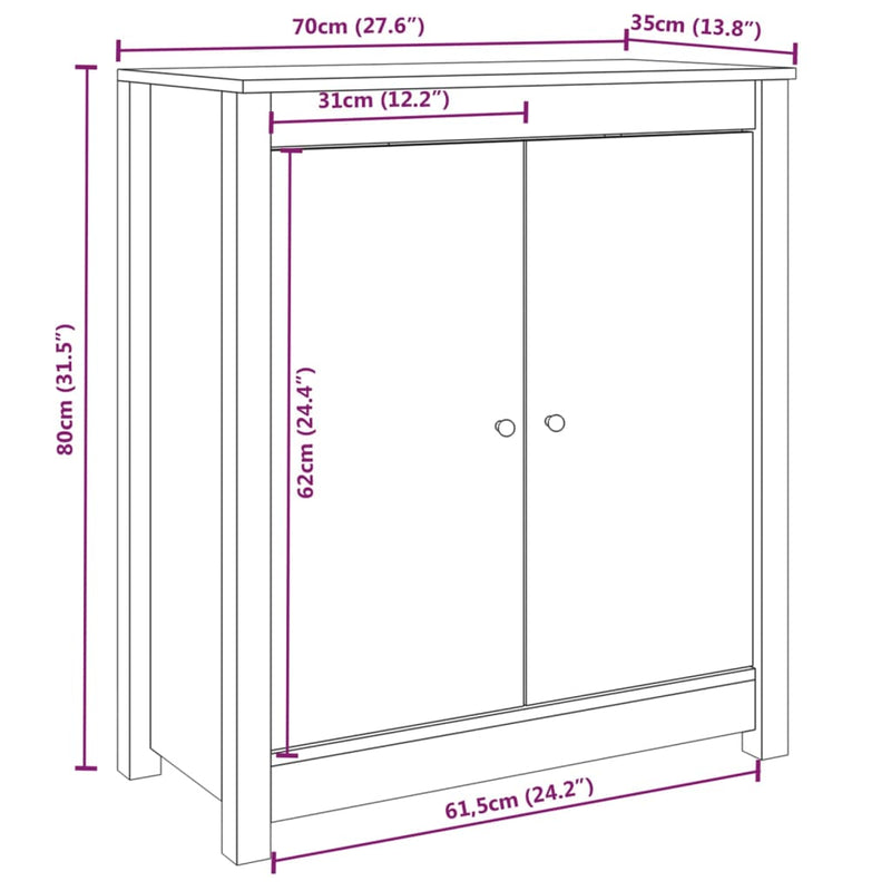 Skjenker 2 stk 70x35x80 cm heltre furu