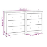 Skjenk svart 140x35x80 cm heltre furu