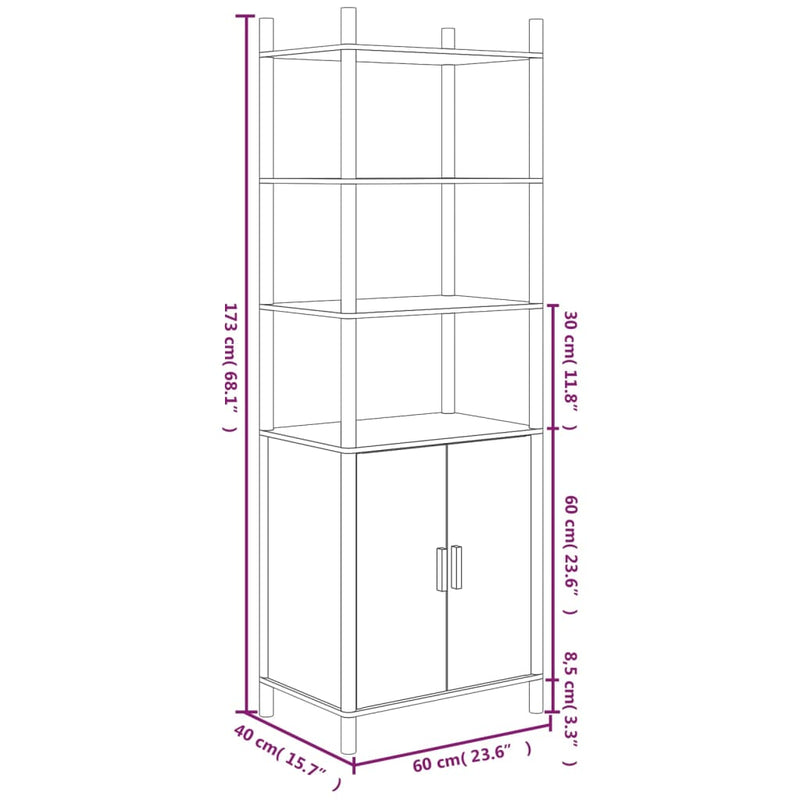 Highboard 60x40x173 cm konstruert tre