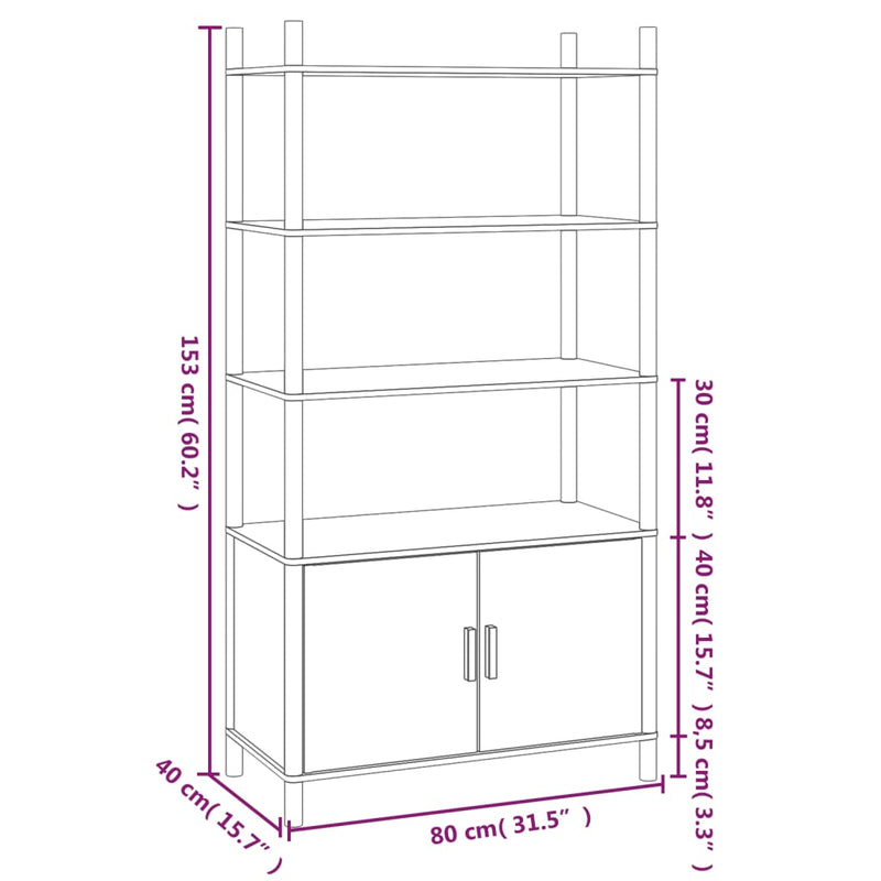 Highboard 80x40x153 cm konstruert tre