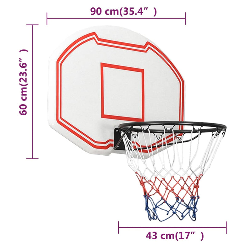 Bakplate for basketballkurv hvit 90x60x2 cm polyeten