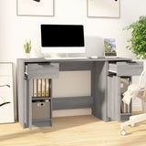 Skrivebord med sideskap grå sonoma konstruert tre