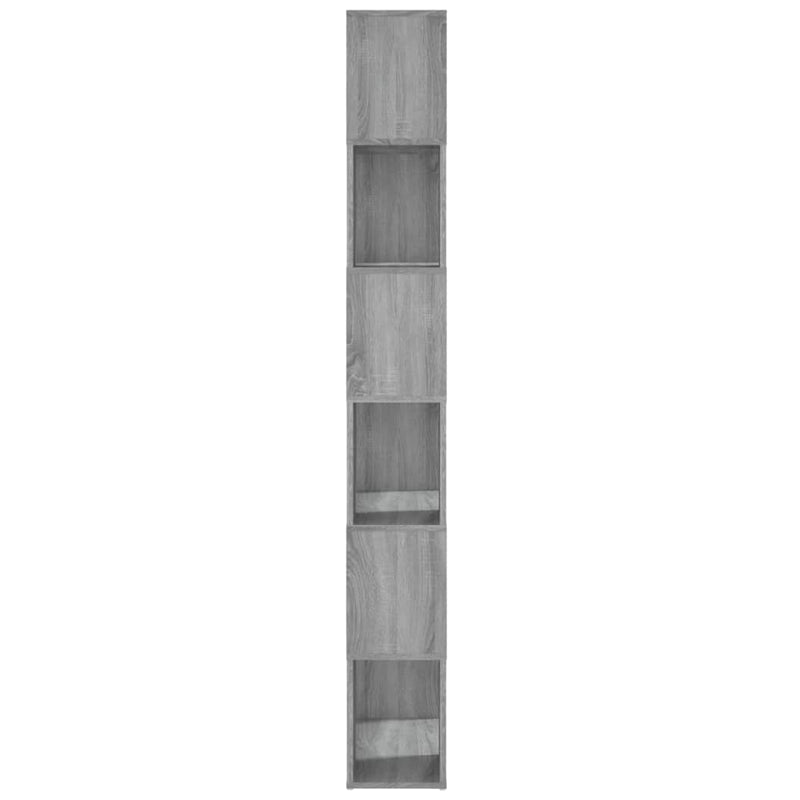 Bokhylle/romdeler grå sonoma 60x24x186 cm