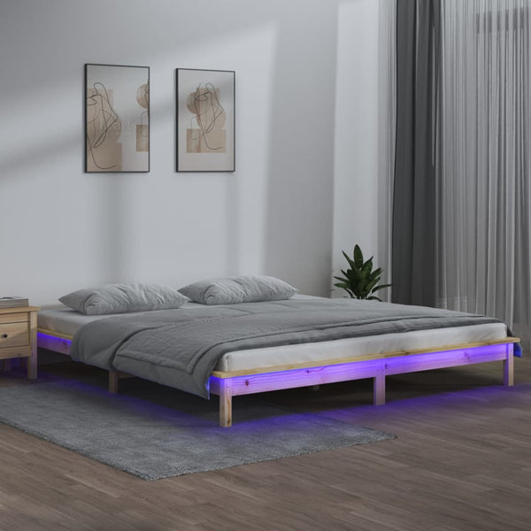 Sengeramme med LED 160x200 cm heltre