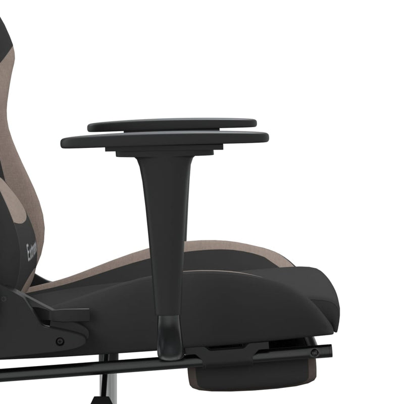 Massasje-gamingstol med fotstøtte og hjul svart gråbrun stoff
