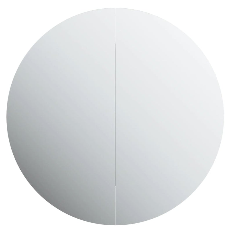 Baderomsskap med rundt speil og LED grå 47x47x17,5 cm