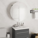 Baderomsskap med rundt speil og LED grå 47x47x17,5 cm