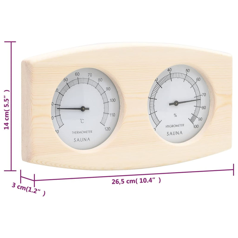 2-i-1 Hygrometer og timeglass til badstue heltre furu