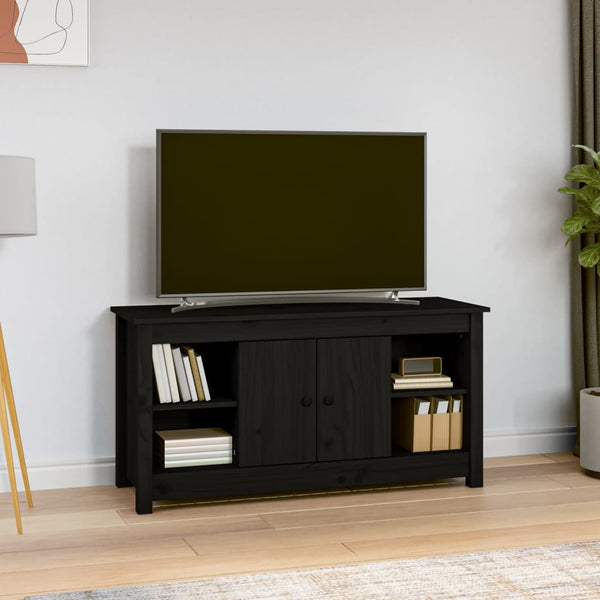 TV-benk svart 103x36,5x52 cm heltre furu