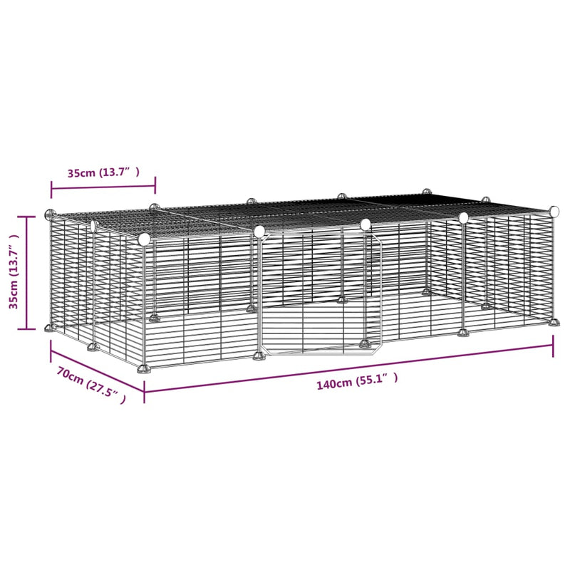 vidaXL Dyrebur 20 paneler med dør svart 35x35 cm stål