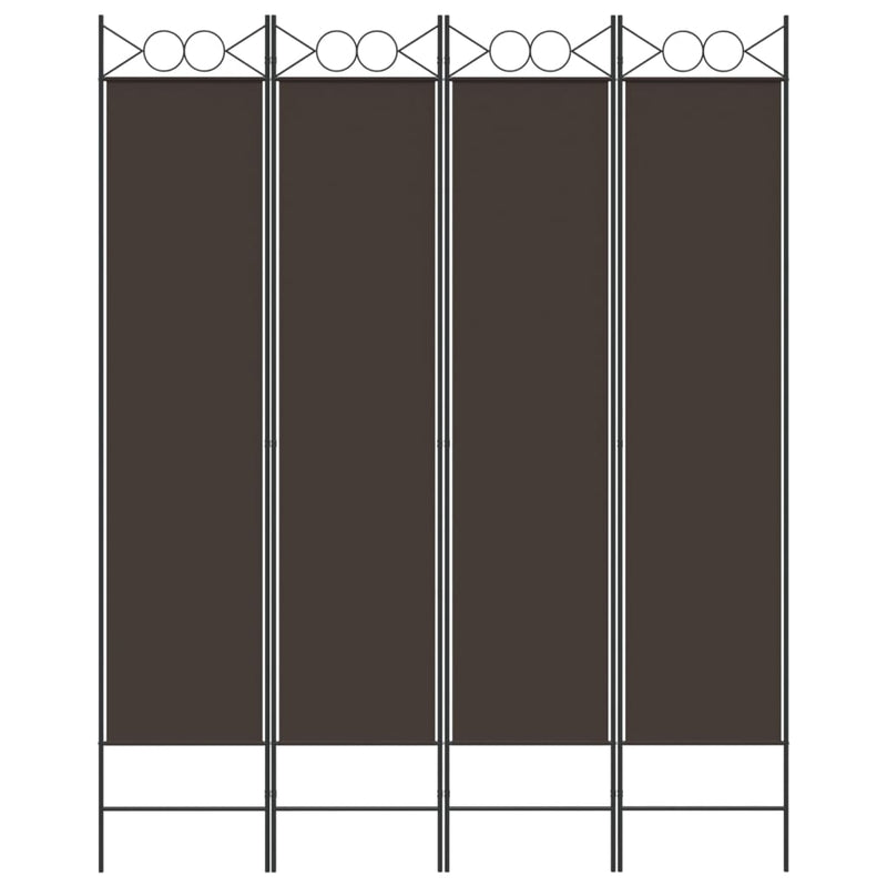 Romdeler med 4 paneler brun 160x200 cm stoff