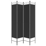 Romdeler 4 paneler svart 160x200 cm stoff