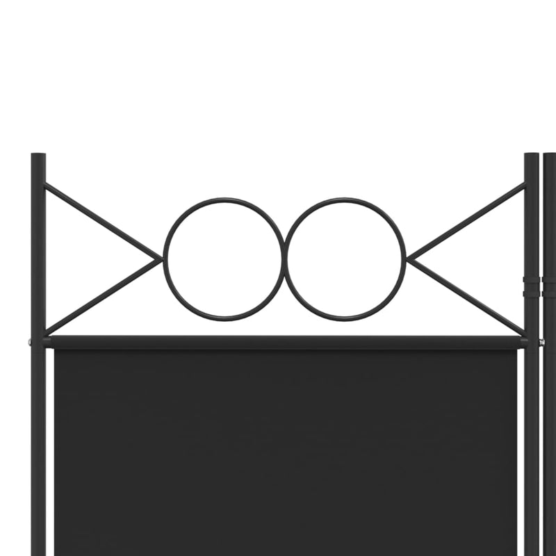 Romdeler 5 paneler svart 200x200 cm stoff