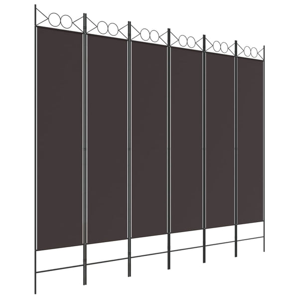 Romdeler 6 paneler brun 240x200 cm stoff