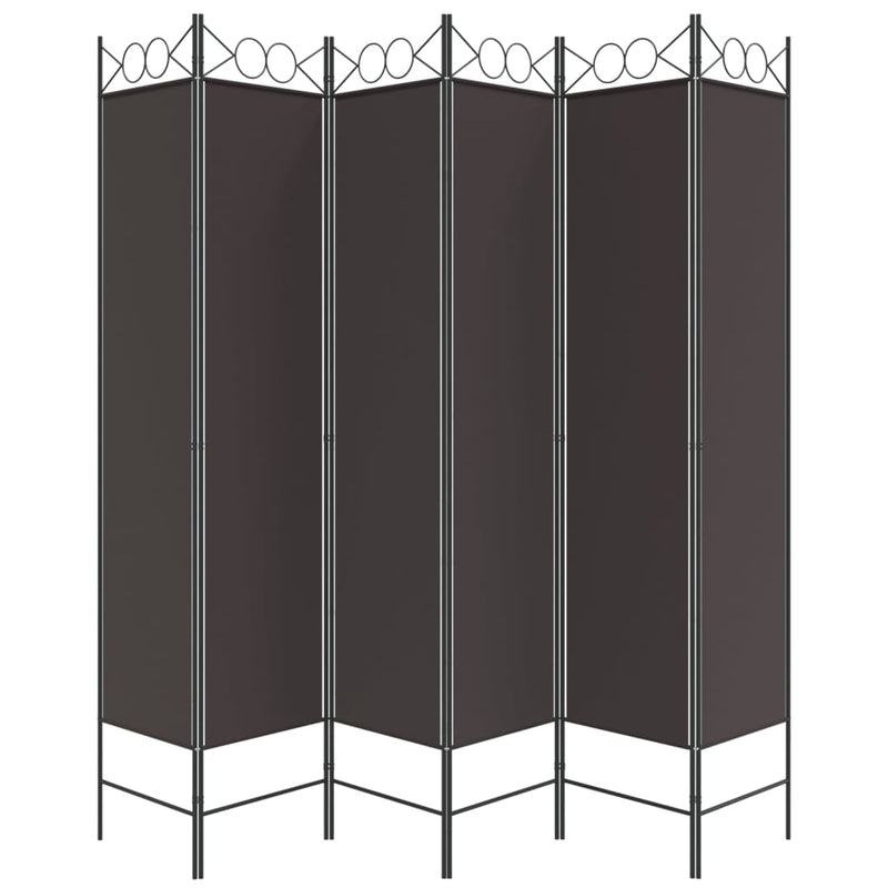 Romdeler 6 paneler brun 240x200 cm stoff