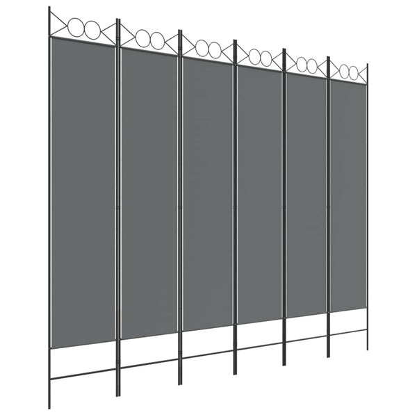 Romdeler med 6 paneler antrasitt 240x200 cm stoff
