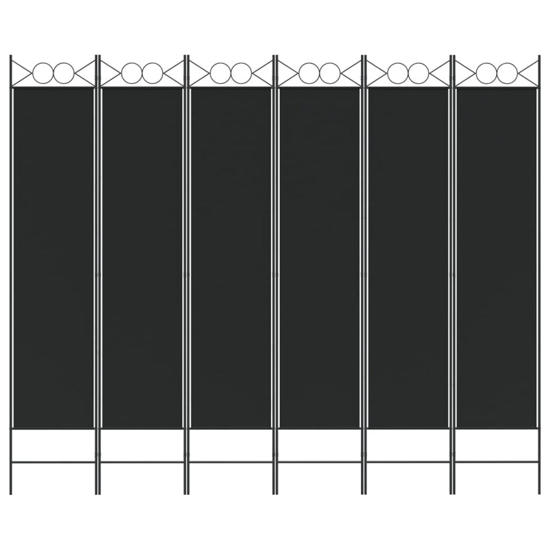 Romdeler 6 paneler svart 240x200 cm stoff
