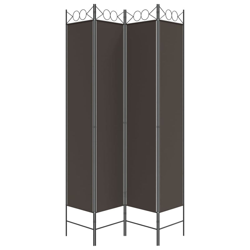 Romdeler med 4 paneler brun 160x220 cm stoff