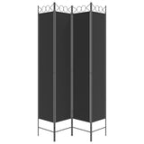 Romdeler 4 paneler svart 160x220 cm stoff
