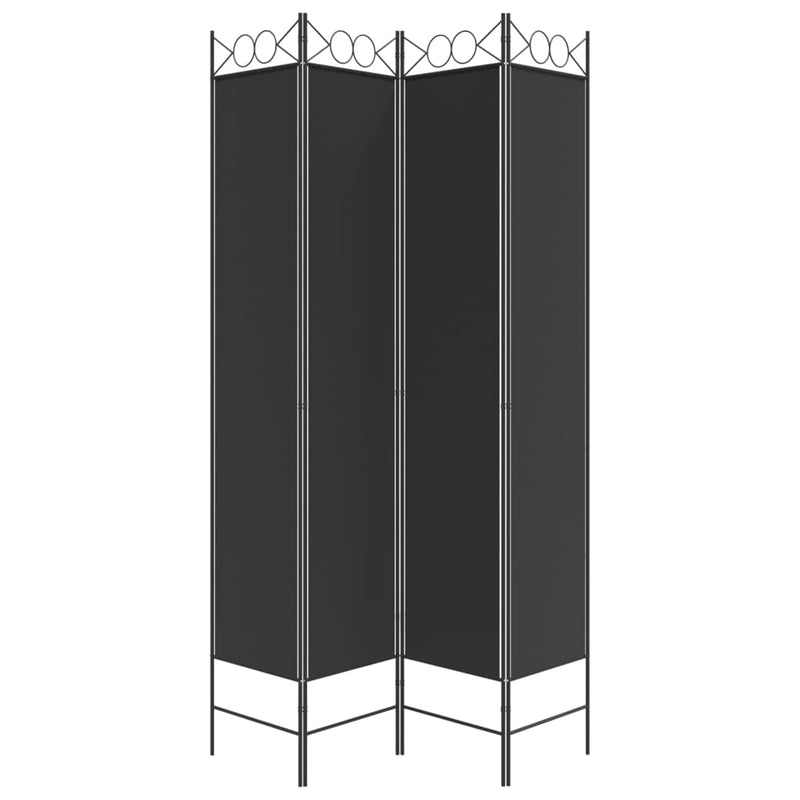 Romdeler 4 paneler svart 160x220 cm stoff