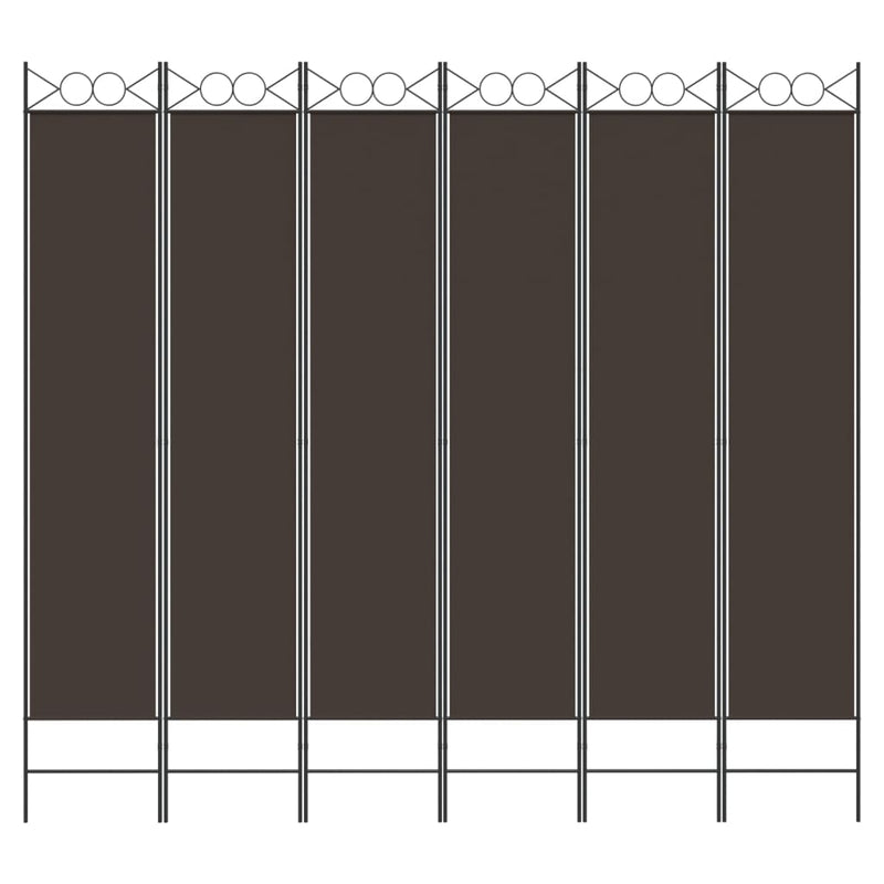 Romdeler 6 paneler brun 240x220 cm stoff