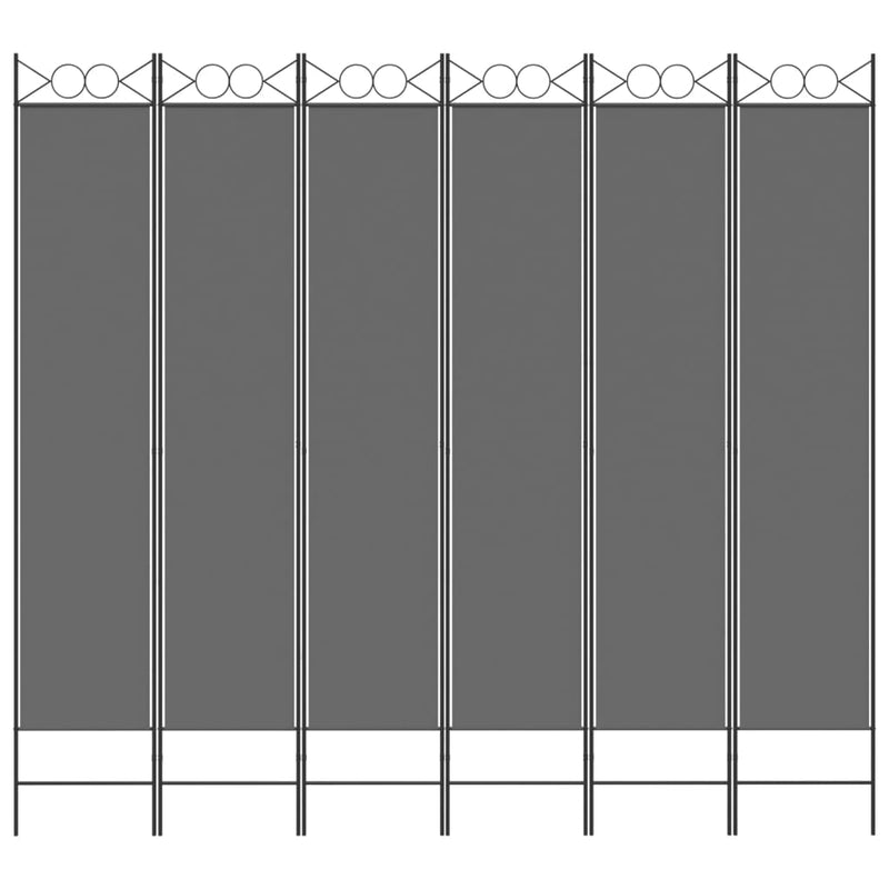 Romdeler med 6 paneler antrasitt 240x220 cm stoff