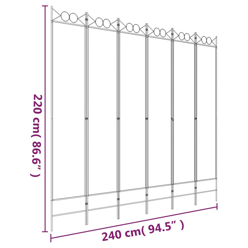 Romdeler med 6 paneler antrasitt 240x220 cm stoff