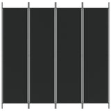Romdeler 4 paneler svart 200x200 cm stoff