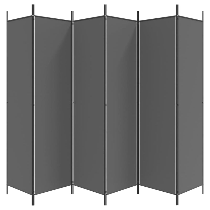Romdeler med 6 paneler antrasitt 300x200 cm stoff