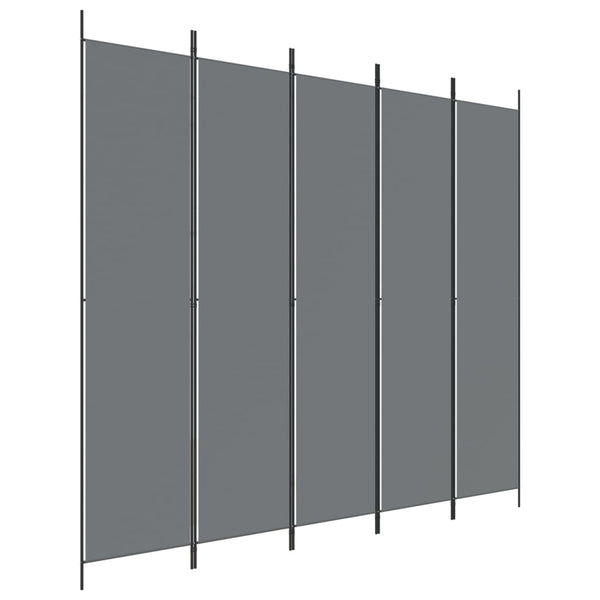 Romdeler med 5 paneler antrasitt 250x220 cm stoff