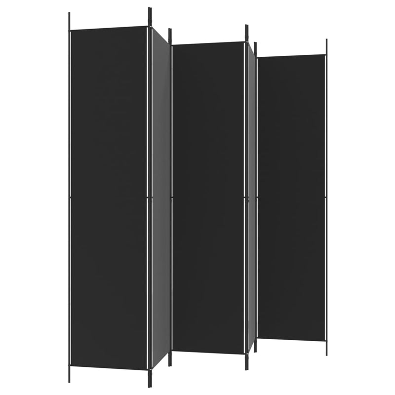 Romdeler 5 paneler svart 250x220 cm stoff