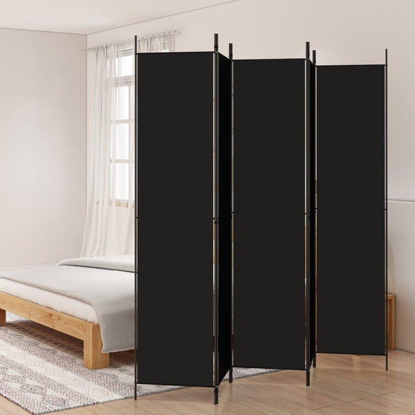 Romdeler 5 paneler svart 250x220 cm stoff