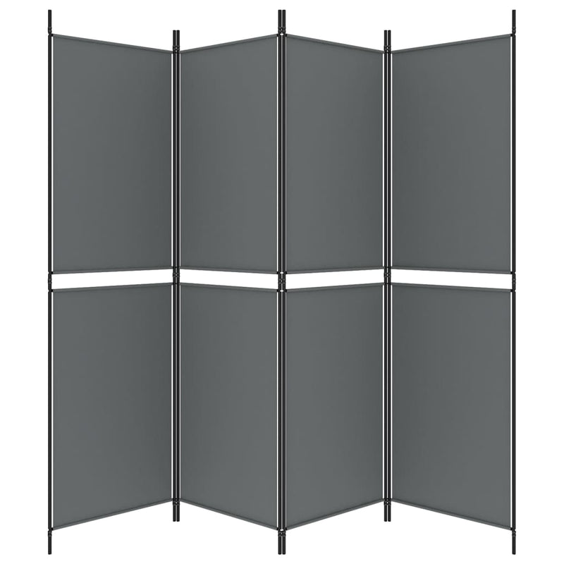vidaXL Romdeler 4 paneler antrasitt 200x180 cm stoff