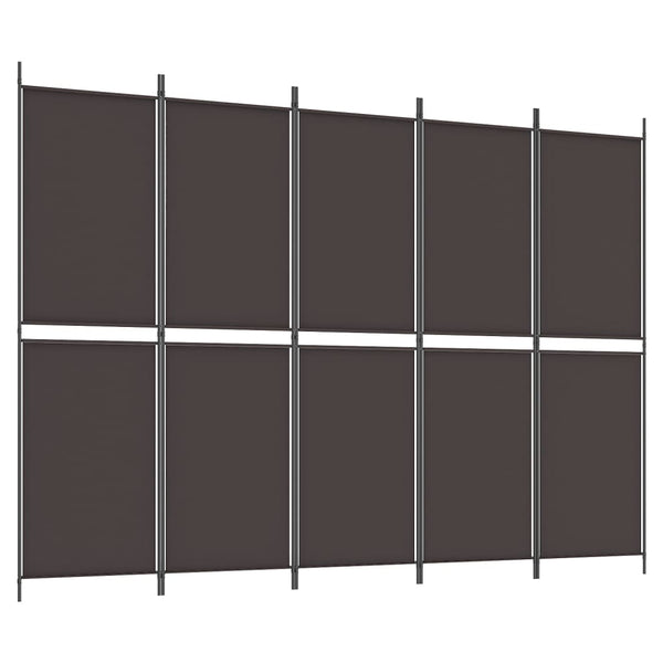 Romdeler med 5 paneler brun 250x180 cm stoff
