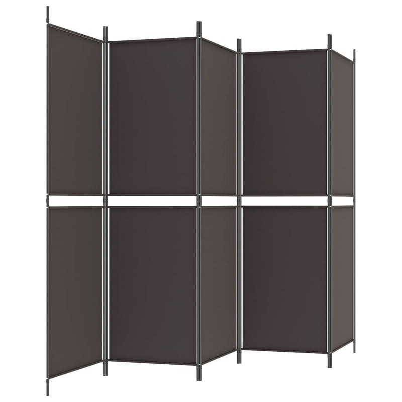 Romdeler med 5 paneler brun 250x180 cm stoff