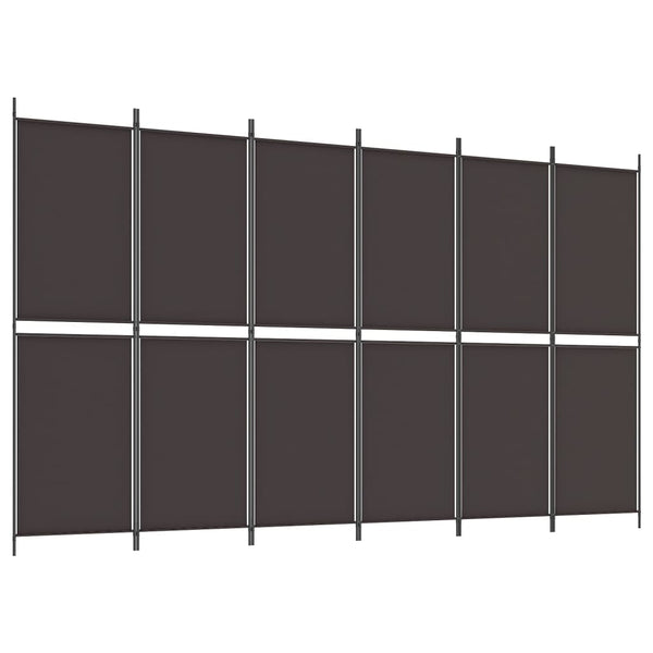 Romdeler med 6 paneler brun 300x180 cm stoff