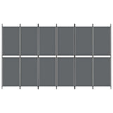 Romdeler med 6 paneler antrasitt 300x180 cm stoff