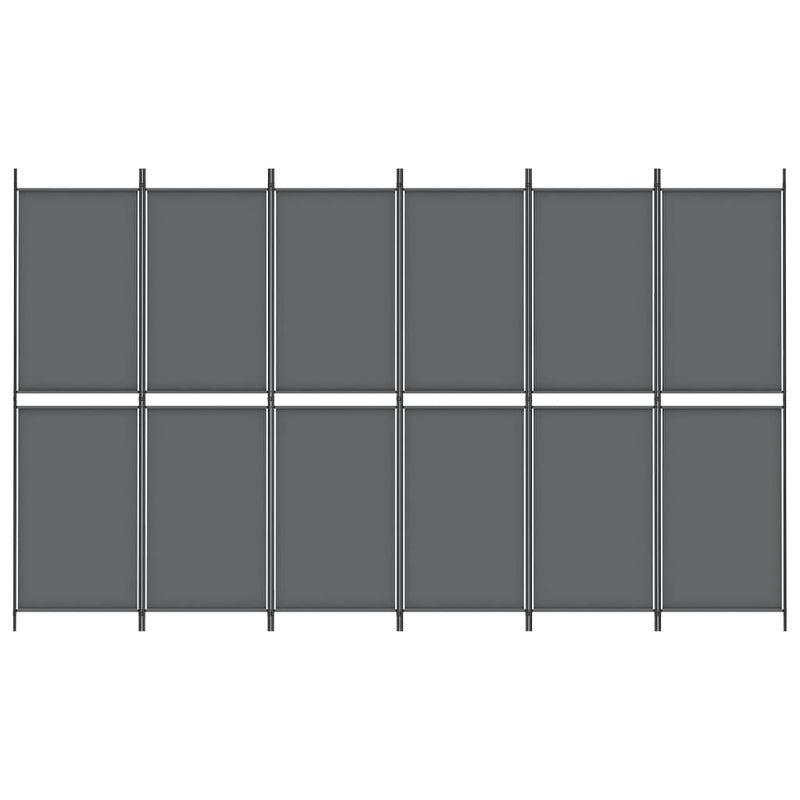 Romdeler med 6 paneler antrasitt 300x180 cm stoff