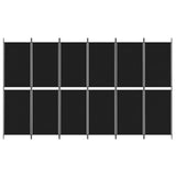 Romdeler med 6 paneler svart 300x180 cm stoff