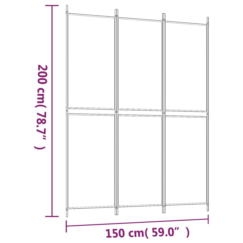 Romdeler 3 paneler brun 150x200 cm stoff