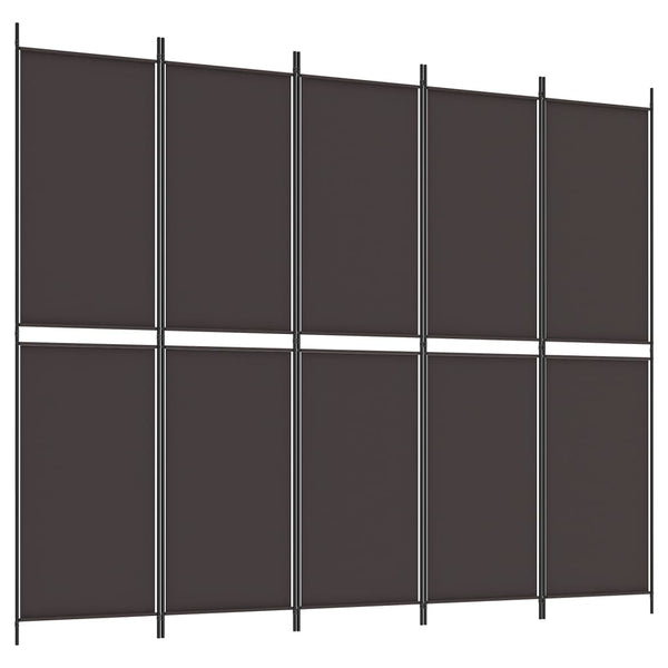 Romdeler 5 paneler brun 250x200 cm stoff