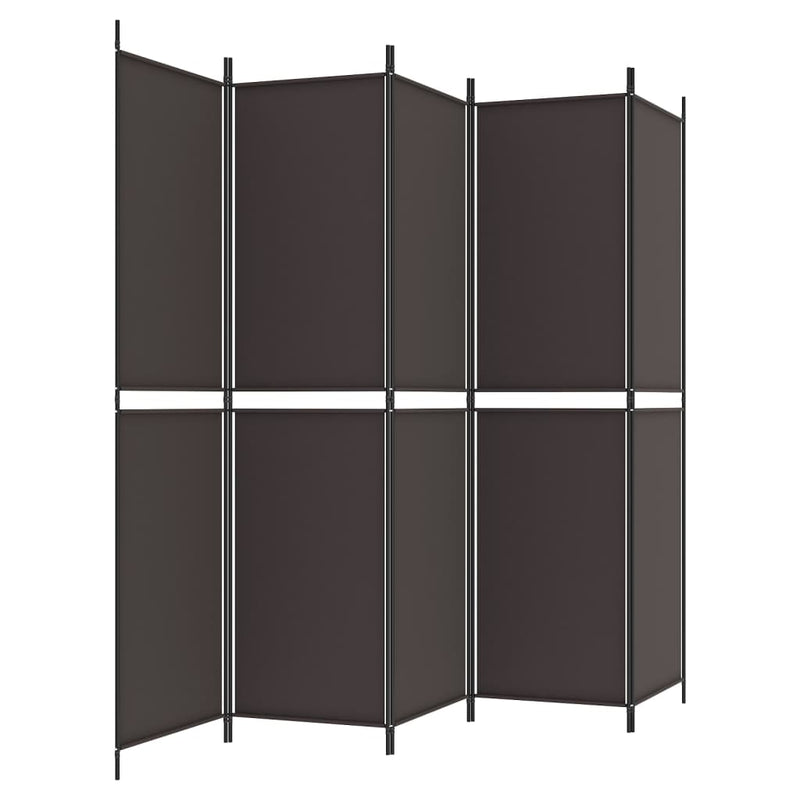 Romdeler 5 paneler brun 250x200 cm stoff